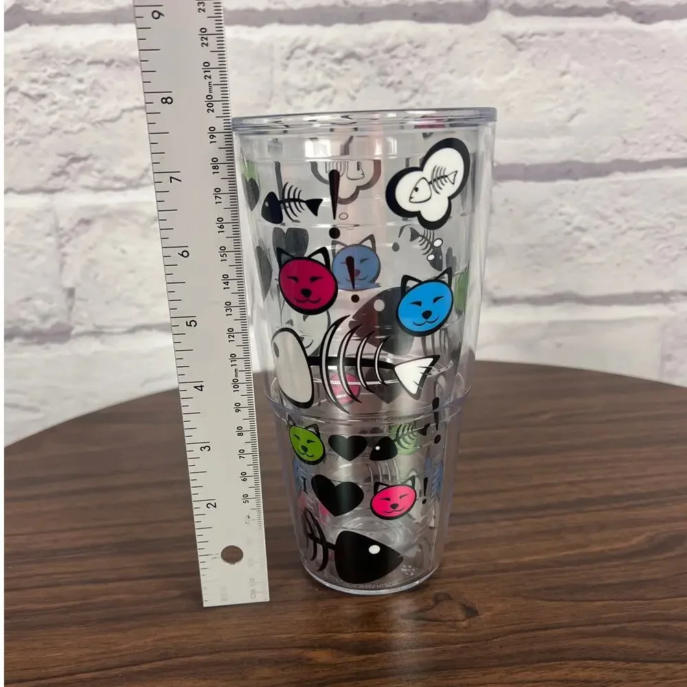 Tervis 24oz Cat Lady Fishbone Heart Love Kitty Pet Lover Insulated Tumbler‎ Cup